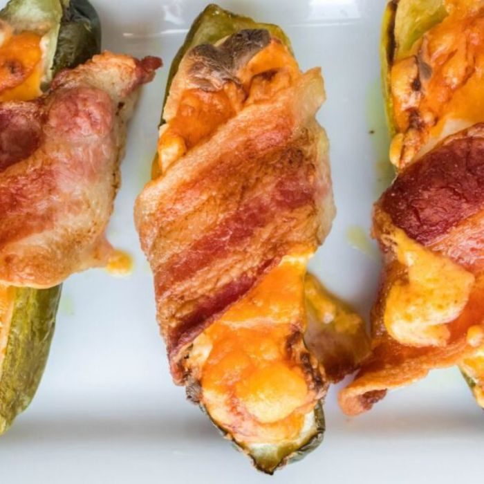 Crunchy Air Fryer Bacon Wrapped Pickles — Appetizer
