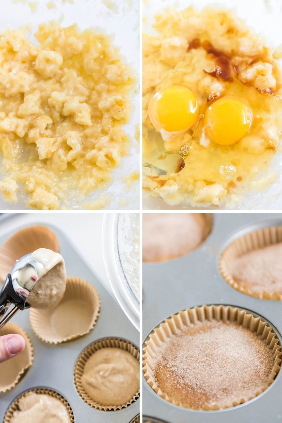 collage on how to make banana muffins 