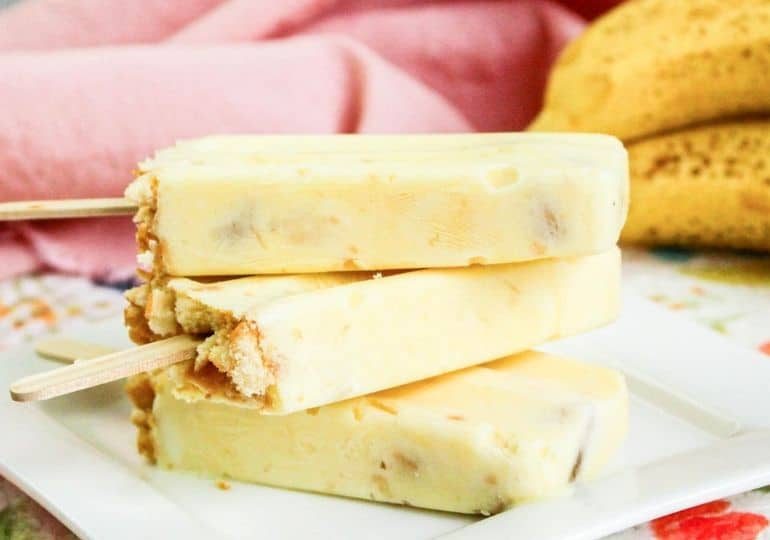 5 Ingredient Banana Pudding Popsicles