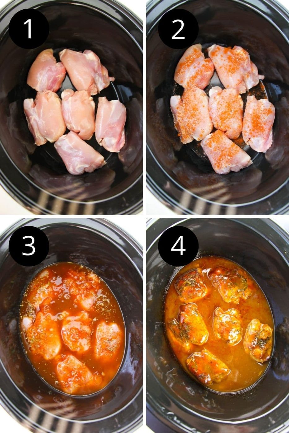 collage on how to make bbq chicken in slow cooker