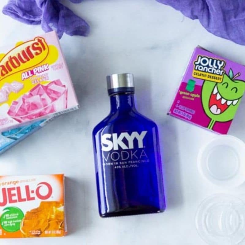 ingredients for Jello Shots on table