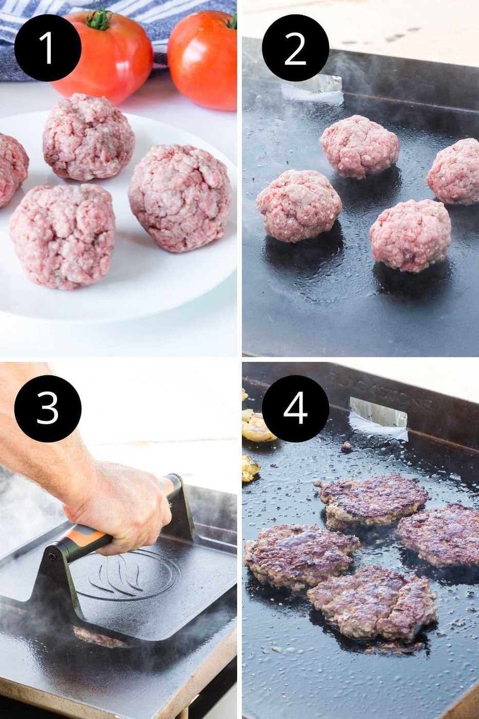 steps on how to make blackstone smash burgers on griddle