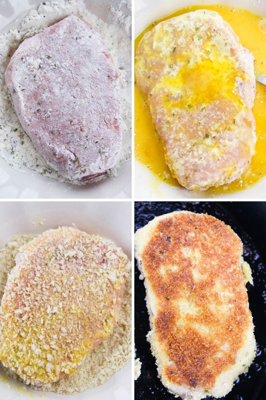 collage on how to make breaded baked pork chops