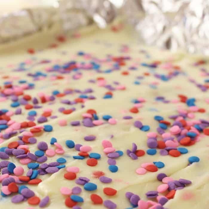 birthday cake fudge in a pan