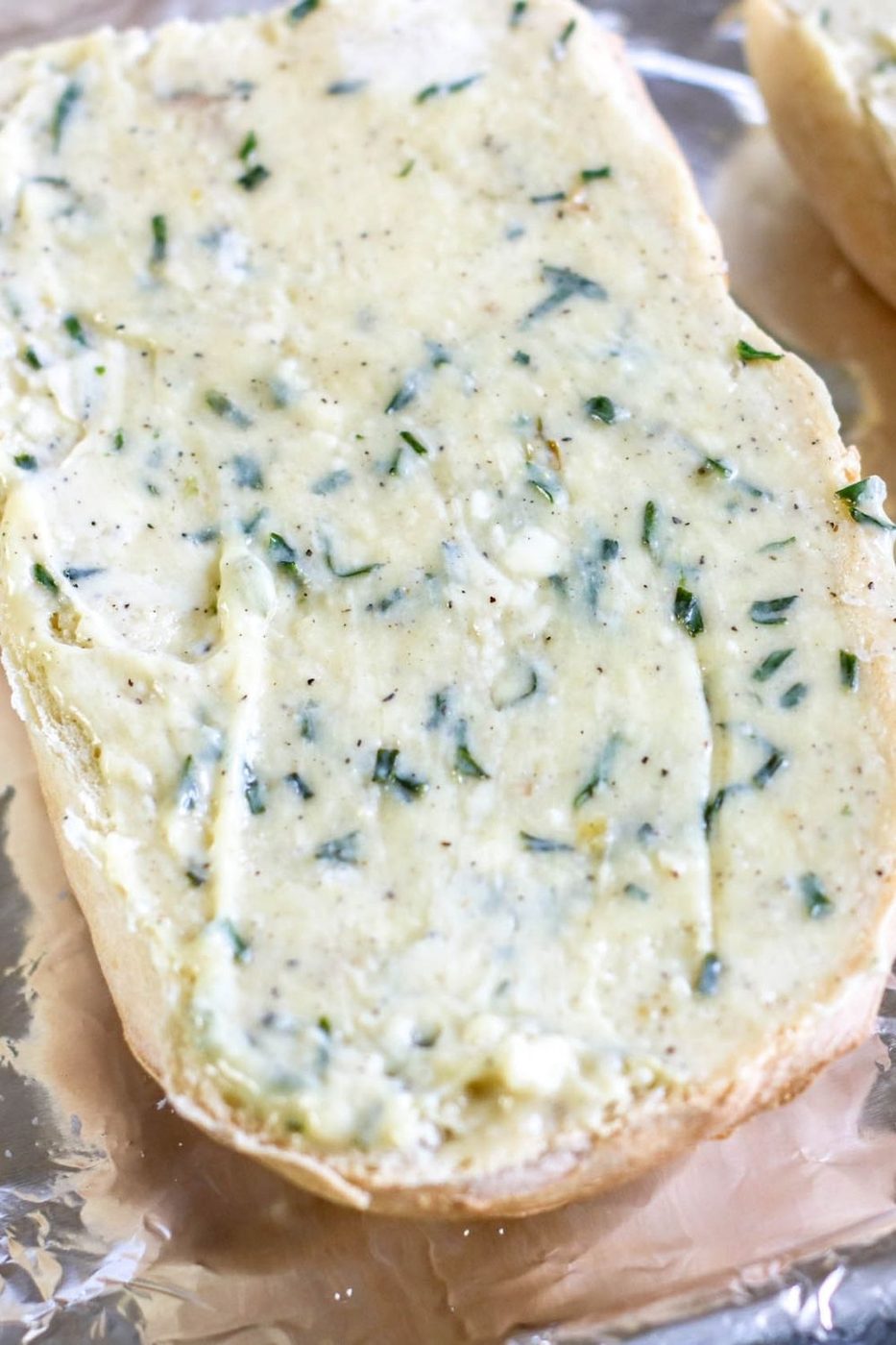 garlic butter spread on bread