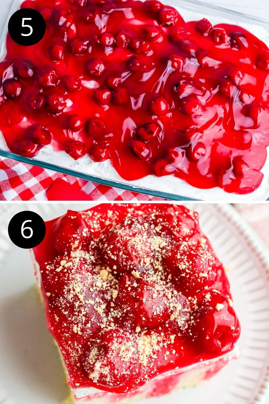 cherry pie filling cake collage