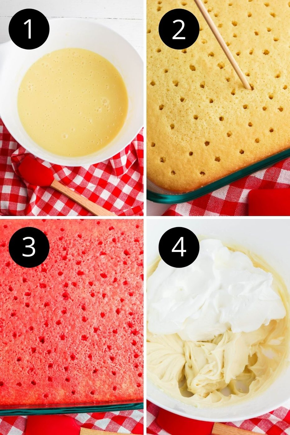 how to make a poke cake collage