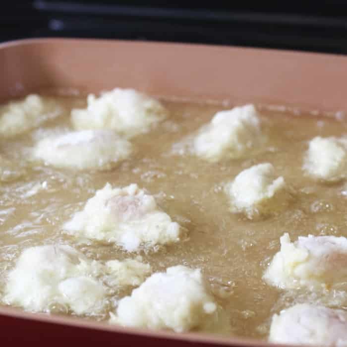 chicken nuggets in oil pan frying