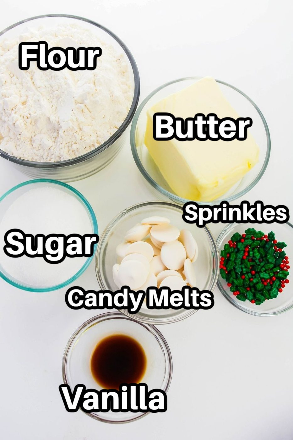 shortbread ingredients on white counter 