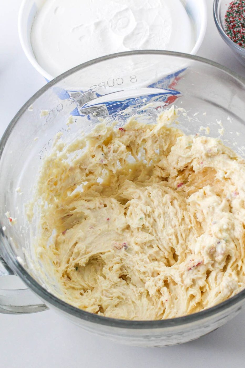 christmas dip in a mixing bowl
