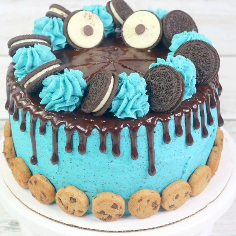 Layered Cookie Monster Cake