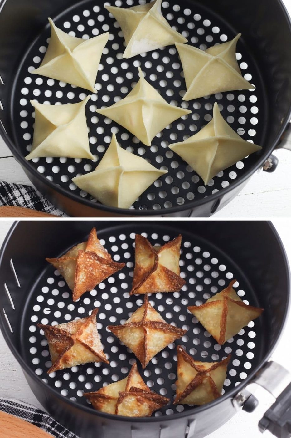 air fryer crab rangoons in basket