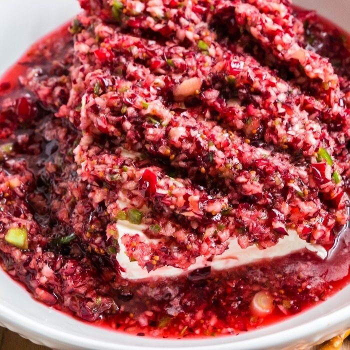 Cranberry Salsa Served with Cream Cheese