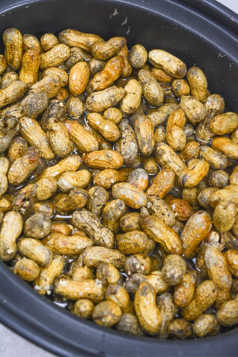 washed peanuts inside a crockpot 