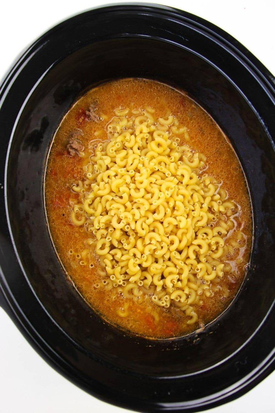 pasta on top of liquid in crock pot
