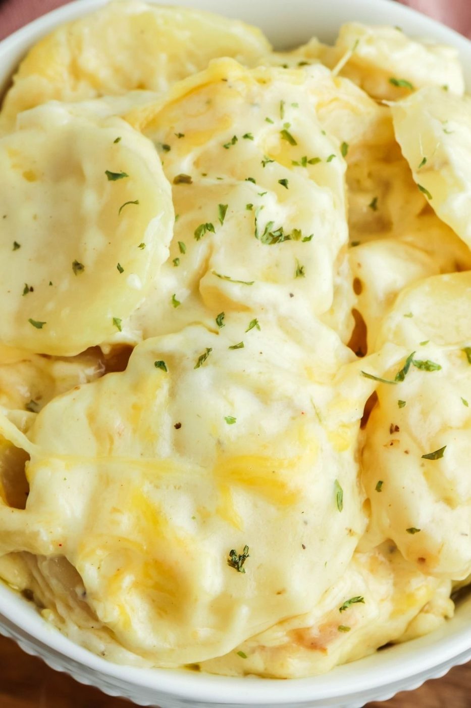 bowl of au gratin potatoes