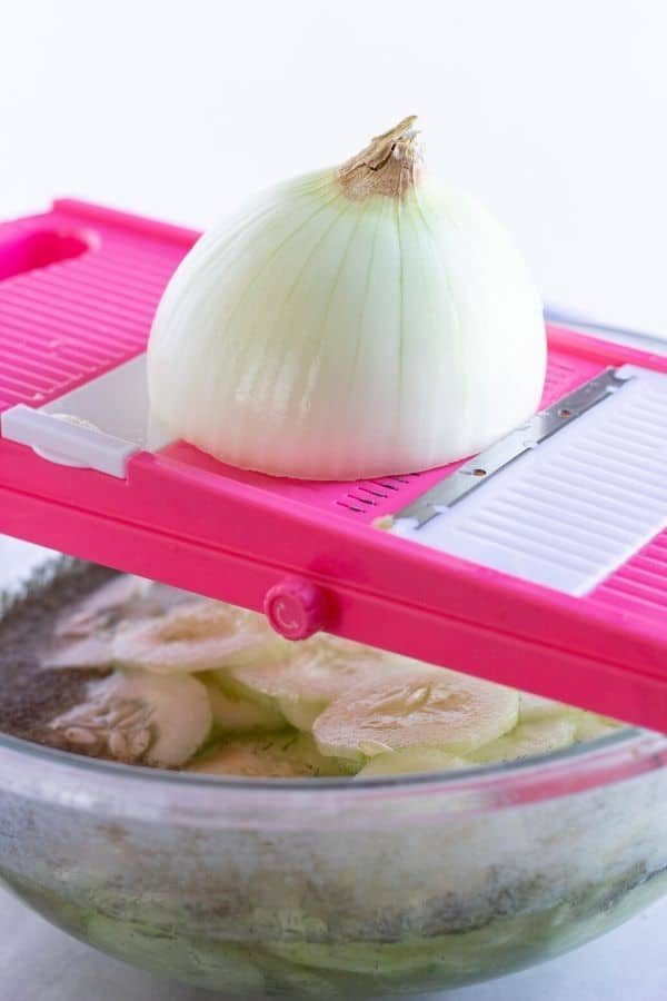 onion on a mandoline 