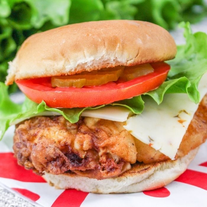 Diner-style Chick-Fil-A Spicy Deluxe on a Bun