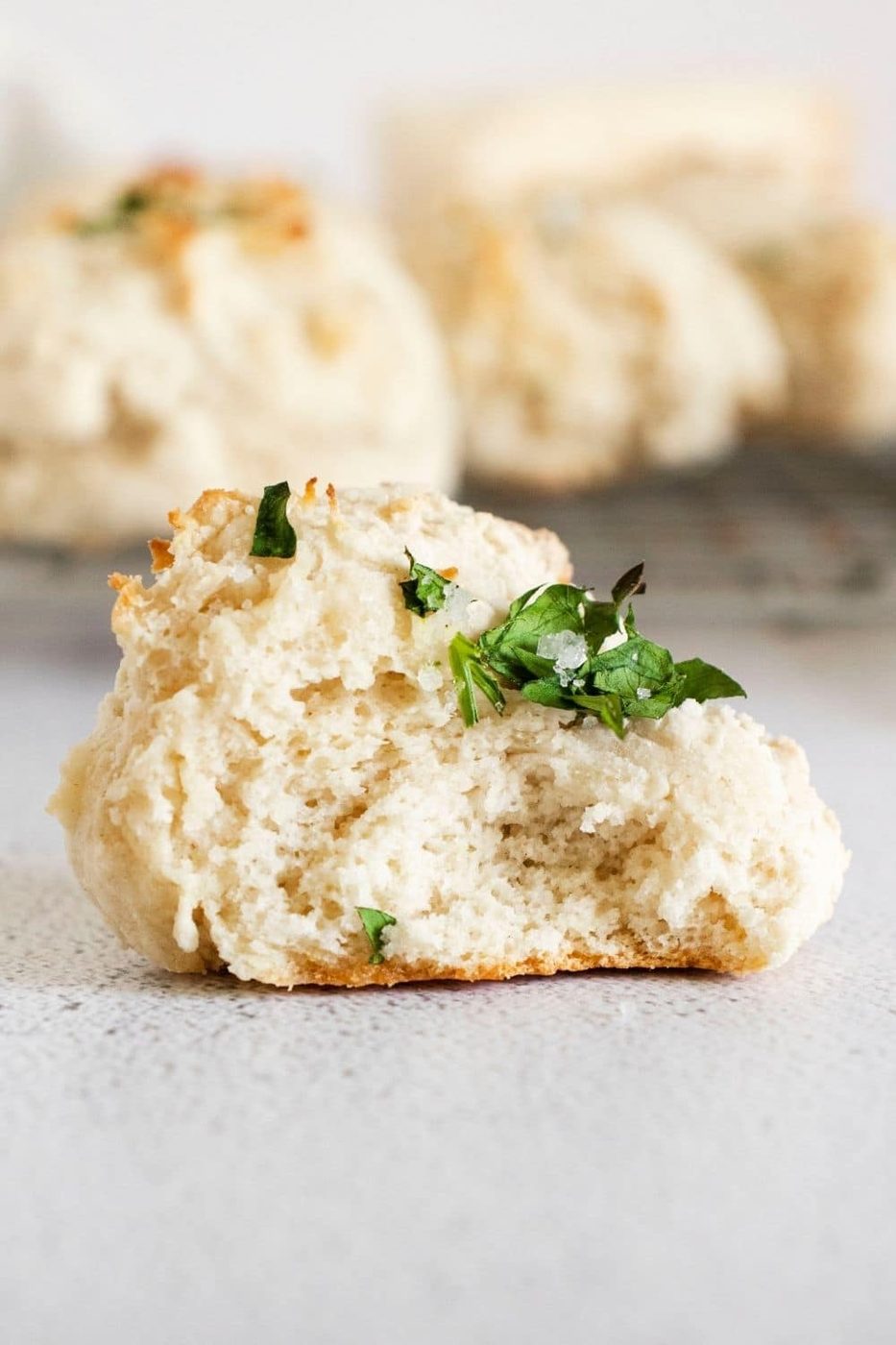 biscuit bit in half close up shot straight on