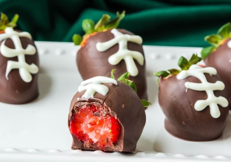 Chocolate Covered Strawberry Footballs