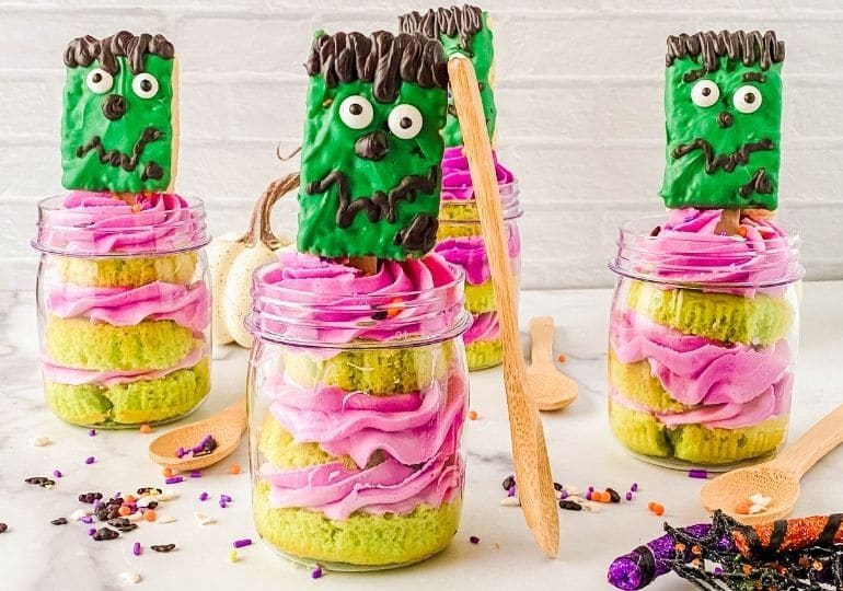 Spooky Frankenstein Cupcakes in a Jar – Halloween Treat