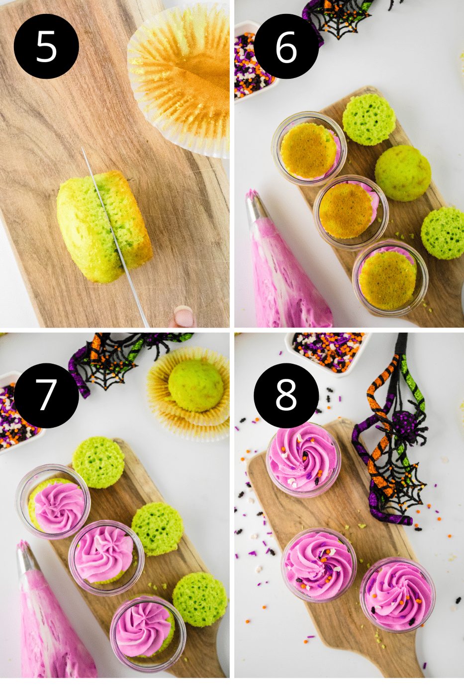 halloween cupcakes in a jar collage on tutorial