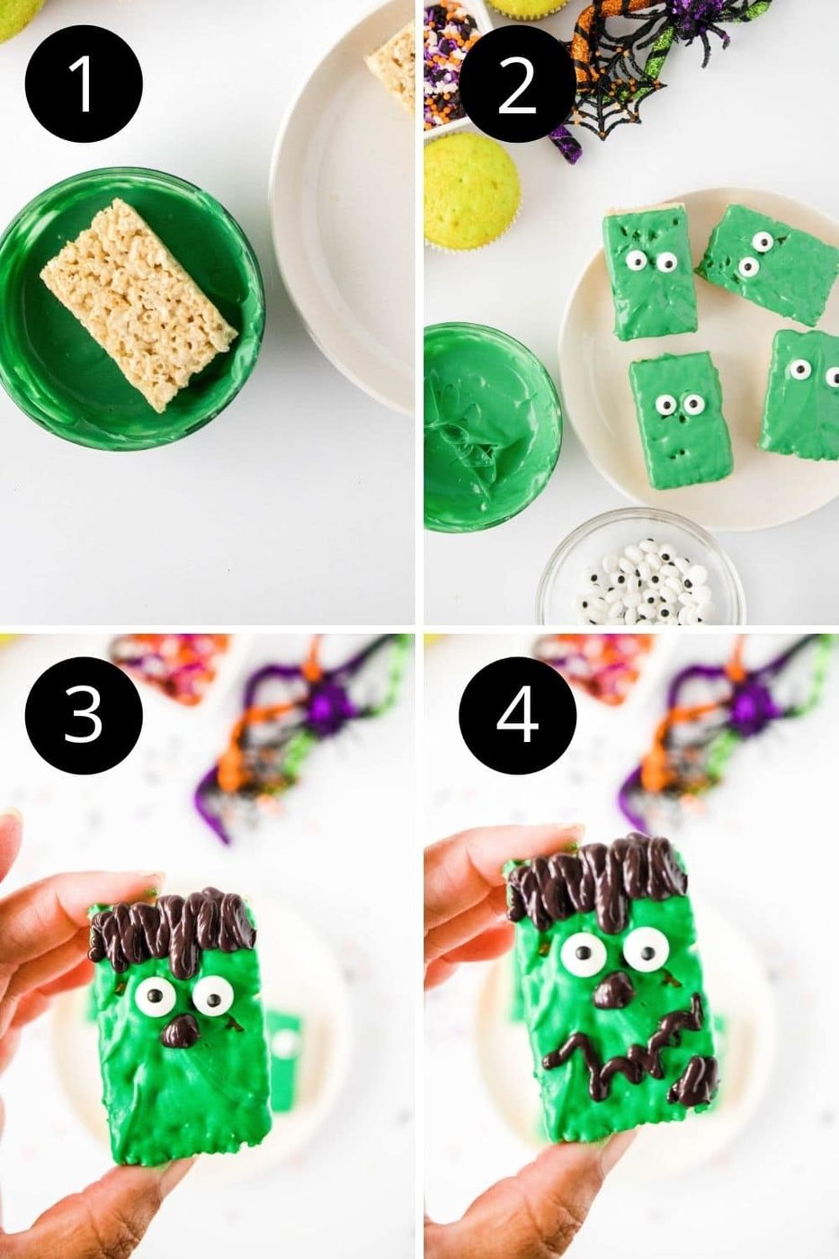 steps on how to make a frankenstein dessert
