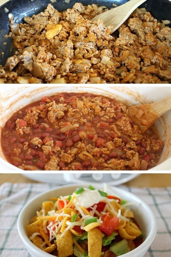steps to making frito chili pie in the crockpot