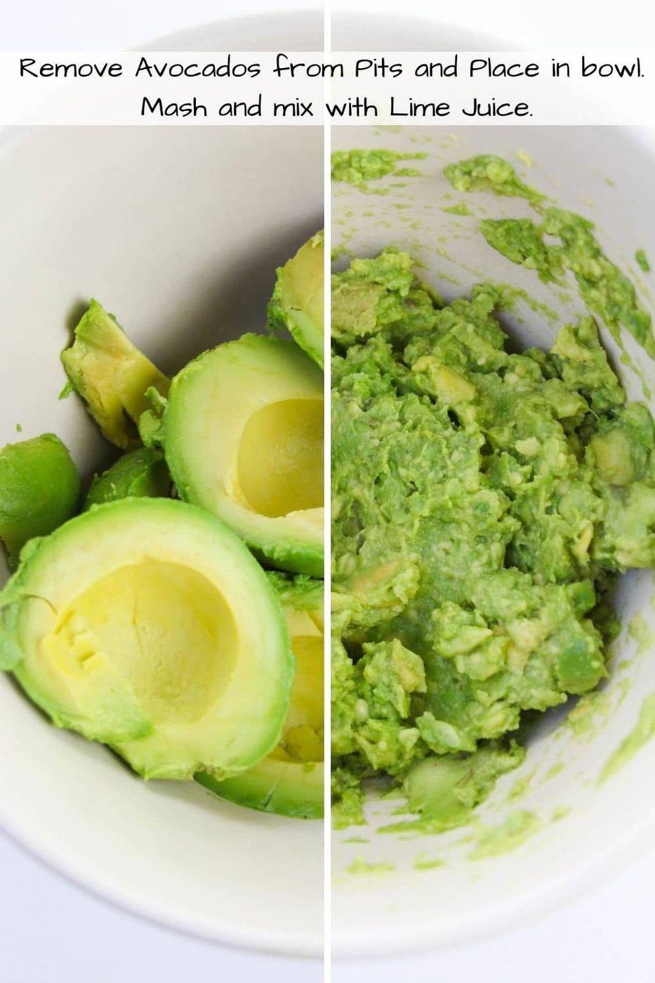 collage of pictures on how to mash avocados in bowl