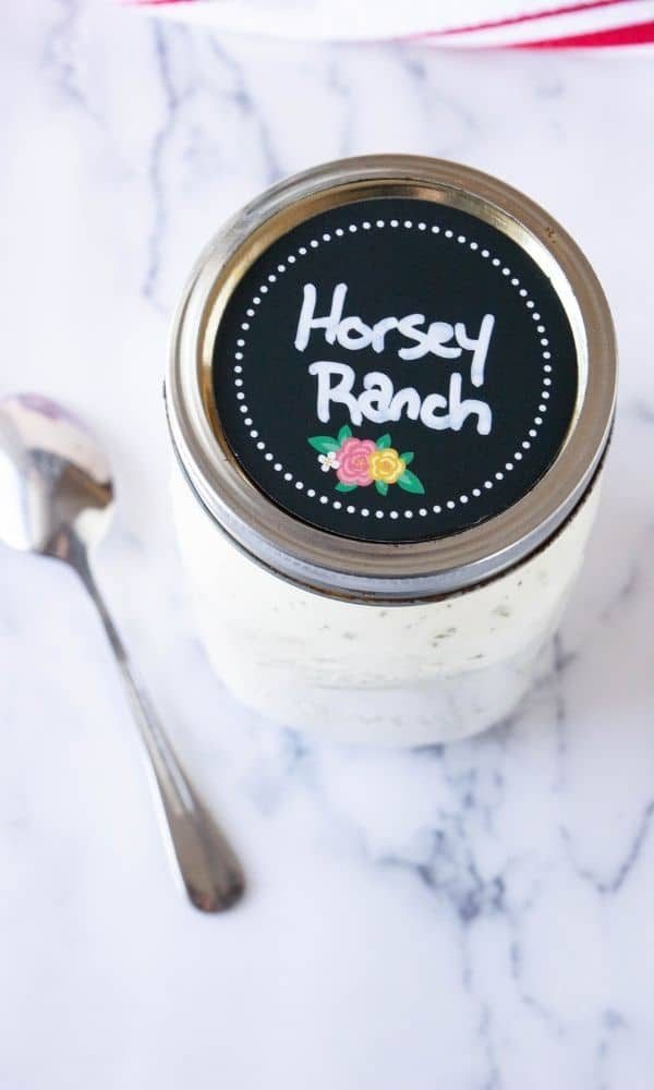 horsey sauce in jar with spoon