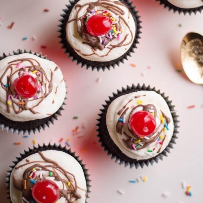 Hot Fudge Sundae Cupcakes
