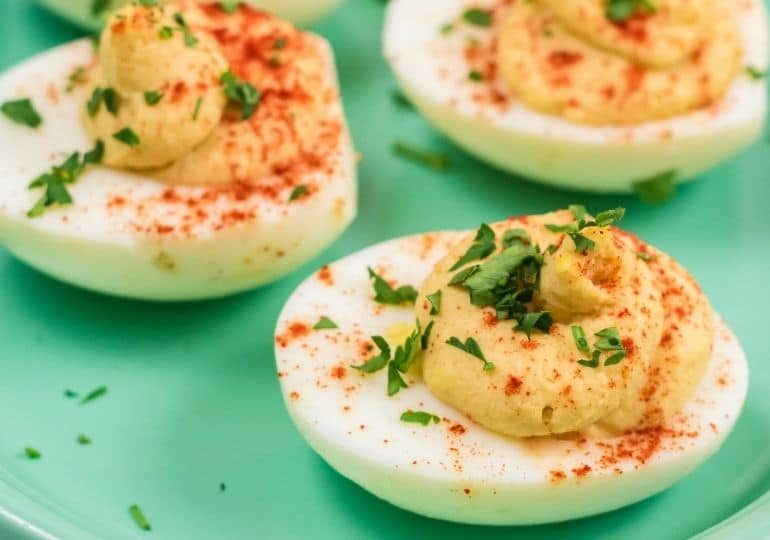 Protein Packed Hummus Deviled Eggs
