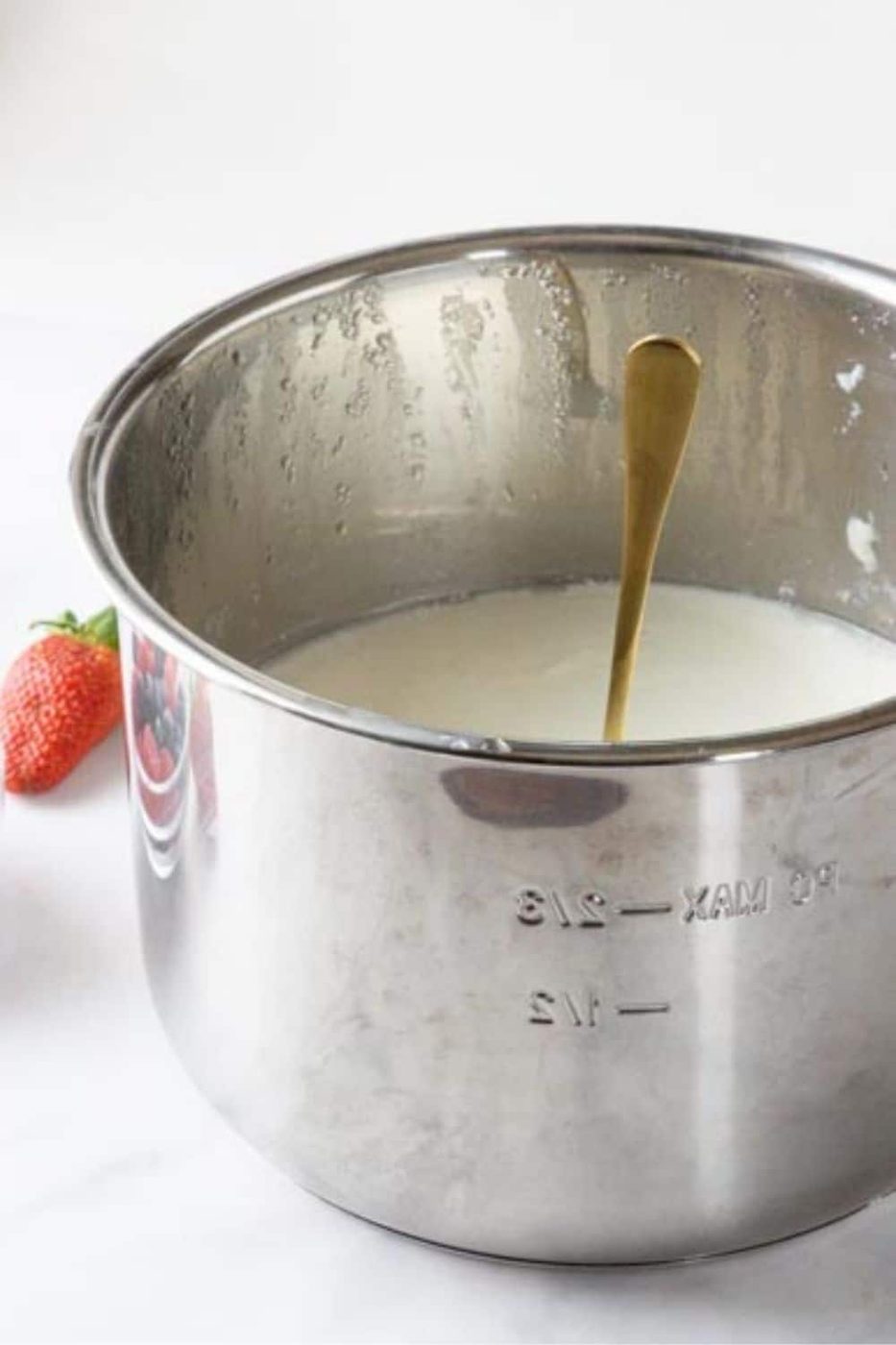 greek yogurt in metal bowl