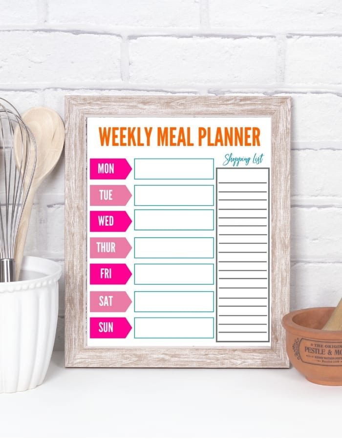 weekly meal planner printable