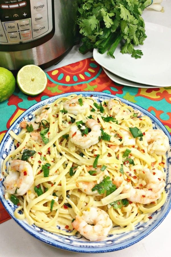 Instant Pot Cilantro Lime Shrimp Scampi Pasta