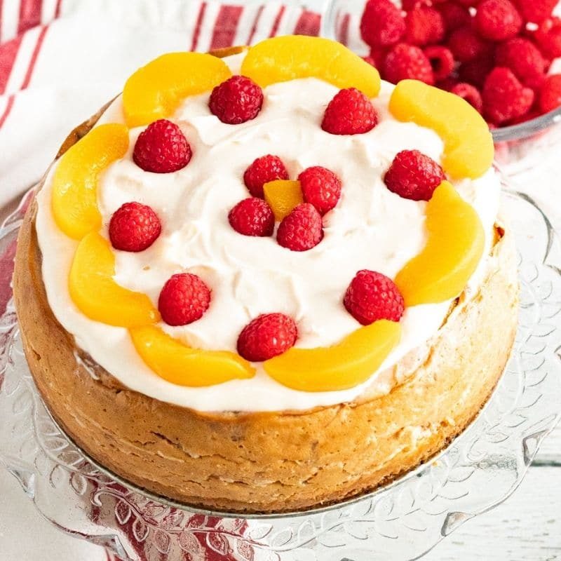 Instant Pot Raspberry Peach Cheesecake