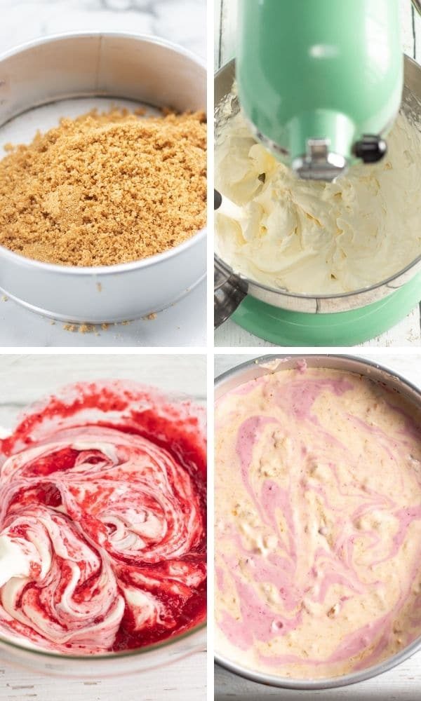 pictures on how to make Instant Pot Raspberry Peach Cheesecake