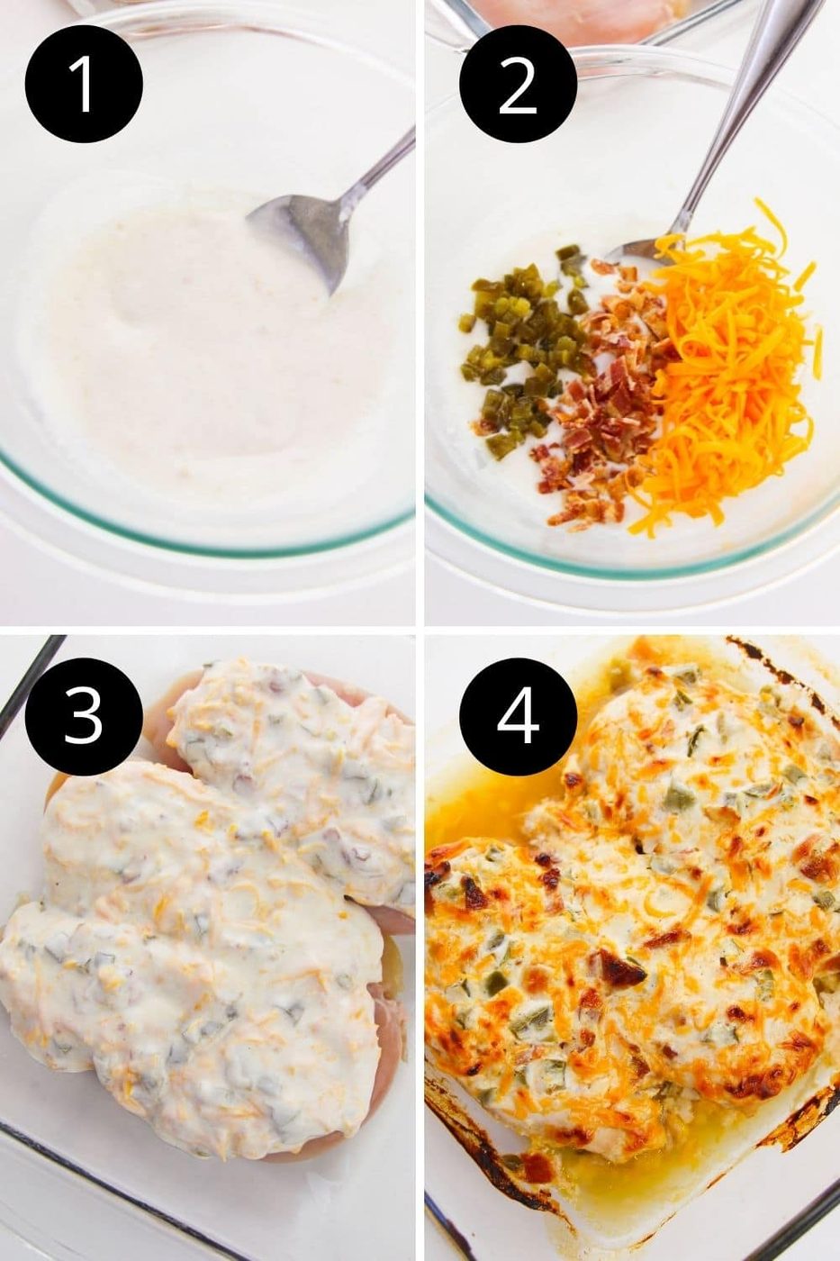 collage of how to make jalapeno chicken casserole 
