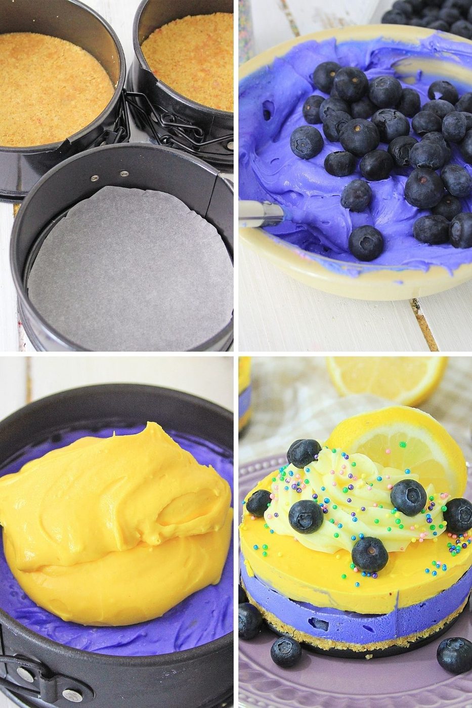 collage on how to make layered cheesecake