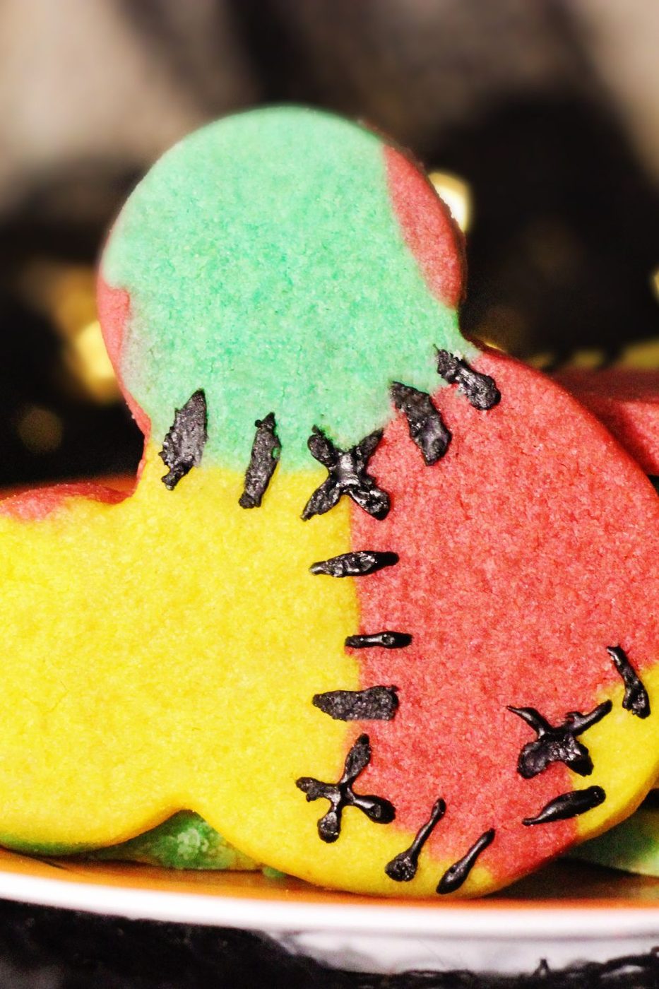 sally stiches cookie on a plate