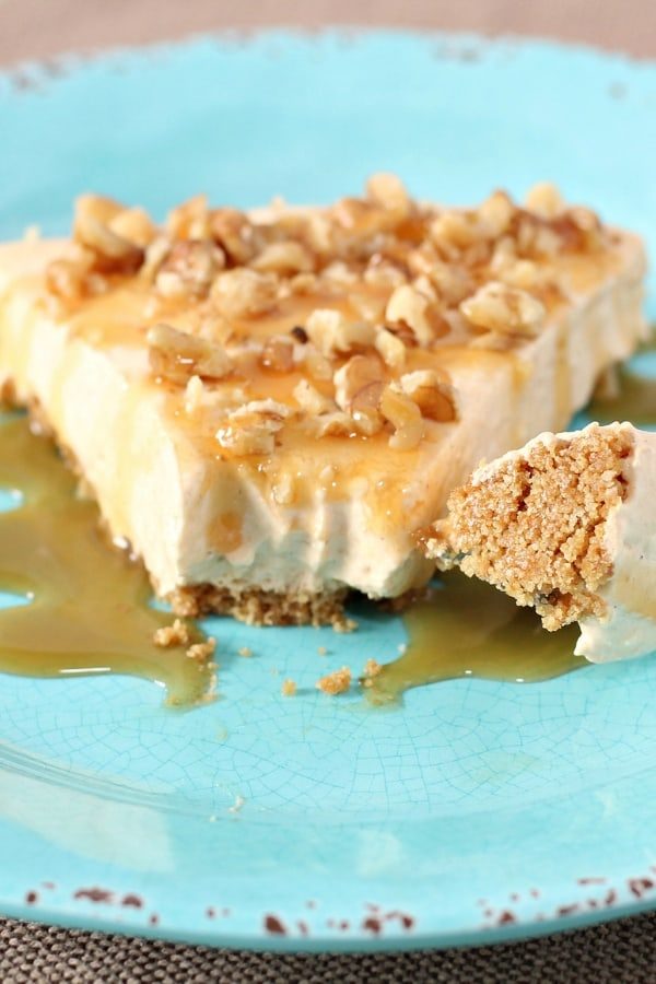 No Bake Pumpkin Cheesecake with Caramel Drizzle