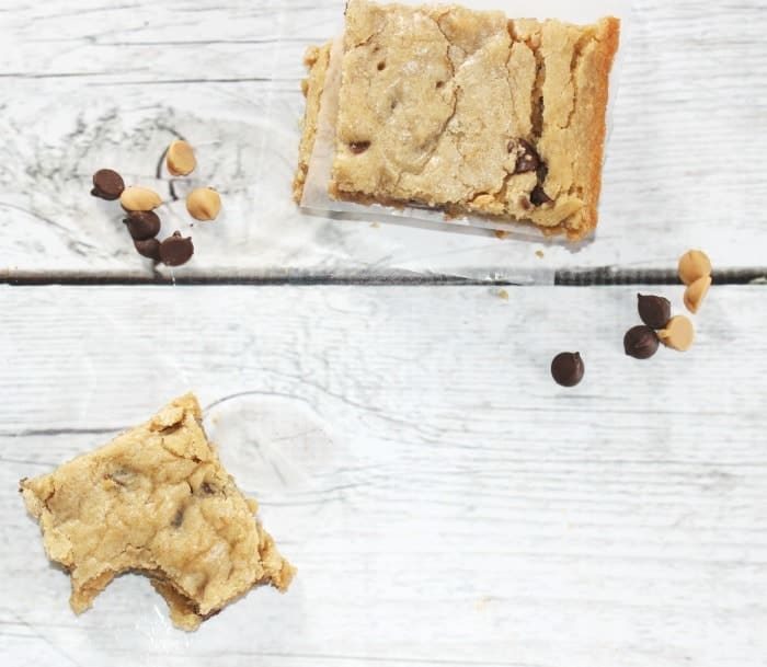 Peanut Butter Blondie Brownies on table