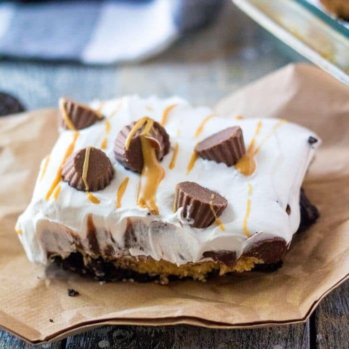 No Bake Chocolate Peanut Butter Lasagna