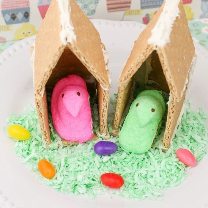 Easter Peeps House Made with Graham Crackers