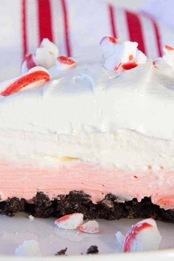 peppermint oreo delight on a plate with peppermint candies on top