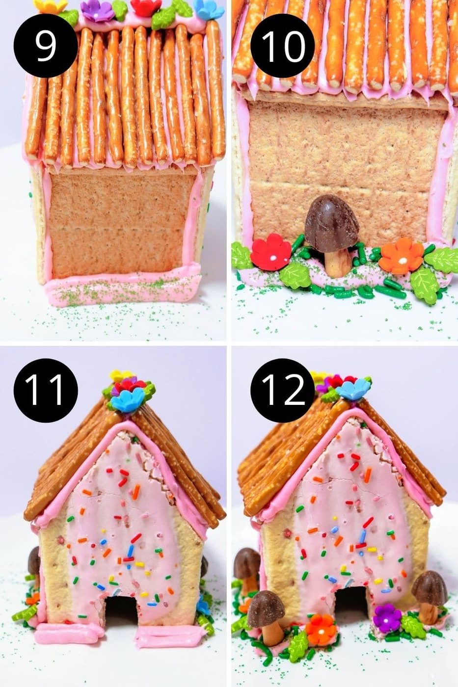 edible fairy house collage of how to decorate with candy