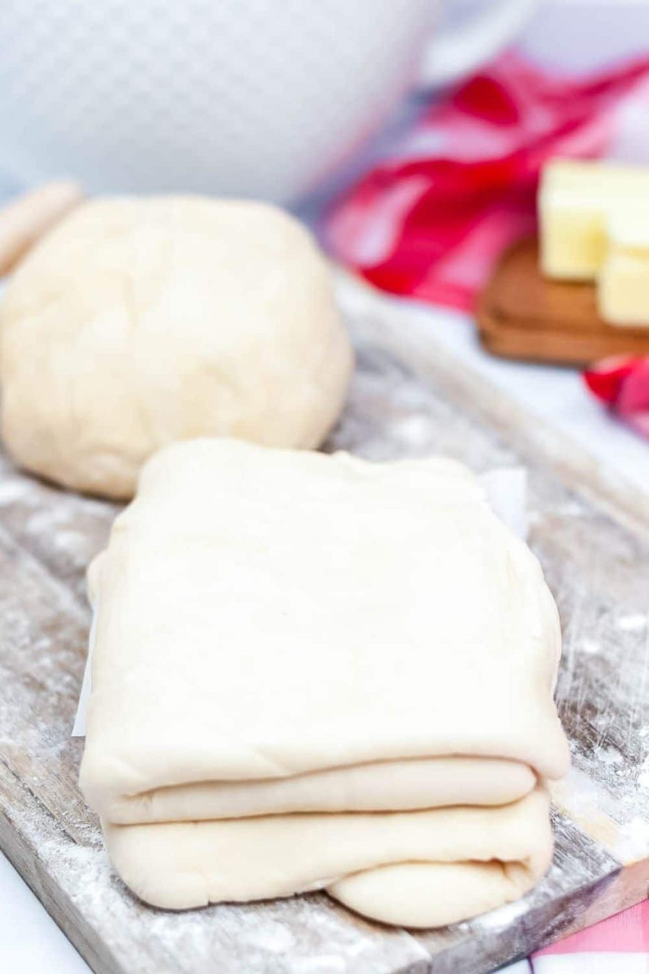puff pastry sheets on cutting board