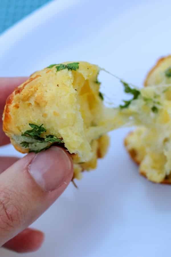 pull apart roll being held in hand 