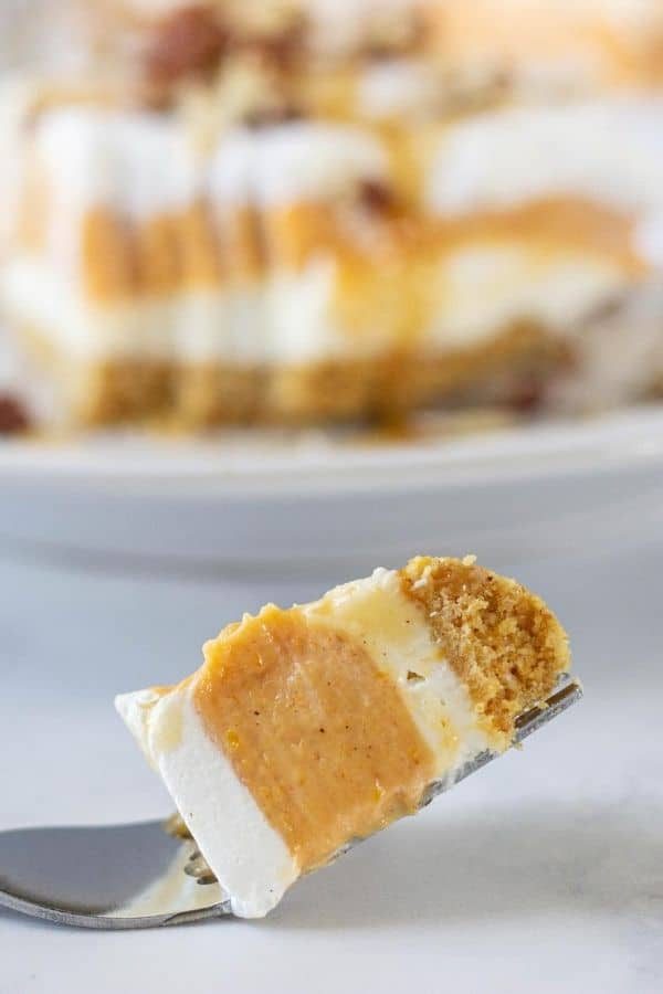 bite of pumpkin lush on a fork 