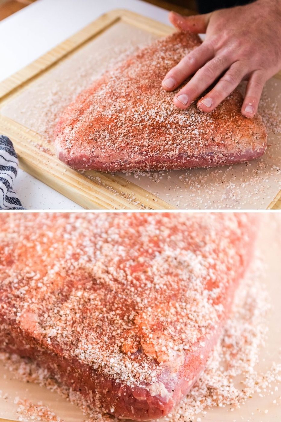 smoked beef brisket collage on how to make